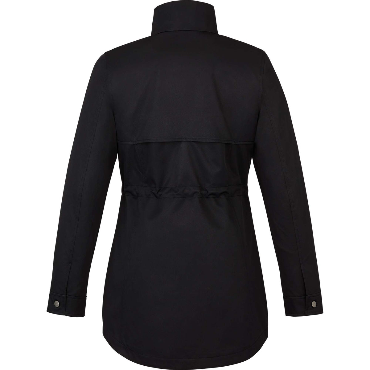 Hardy Recycled Mid Length Jacket for Women Embroidery - Black - Back