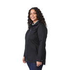 Hardy Recycled Mid Length Jacket for Women Embroidery - Black - Left Angle On Model
