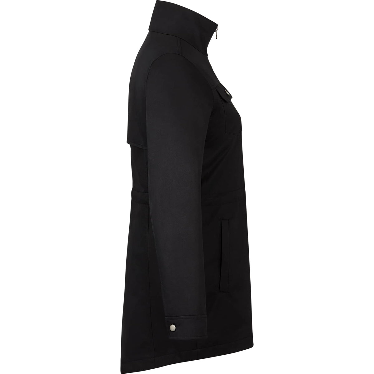 Hardy Recycled Mid Length Jacket for Women Embroidery - Black - Right Side