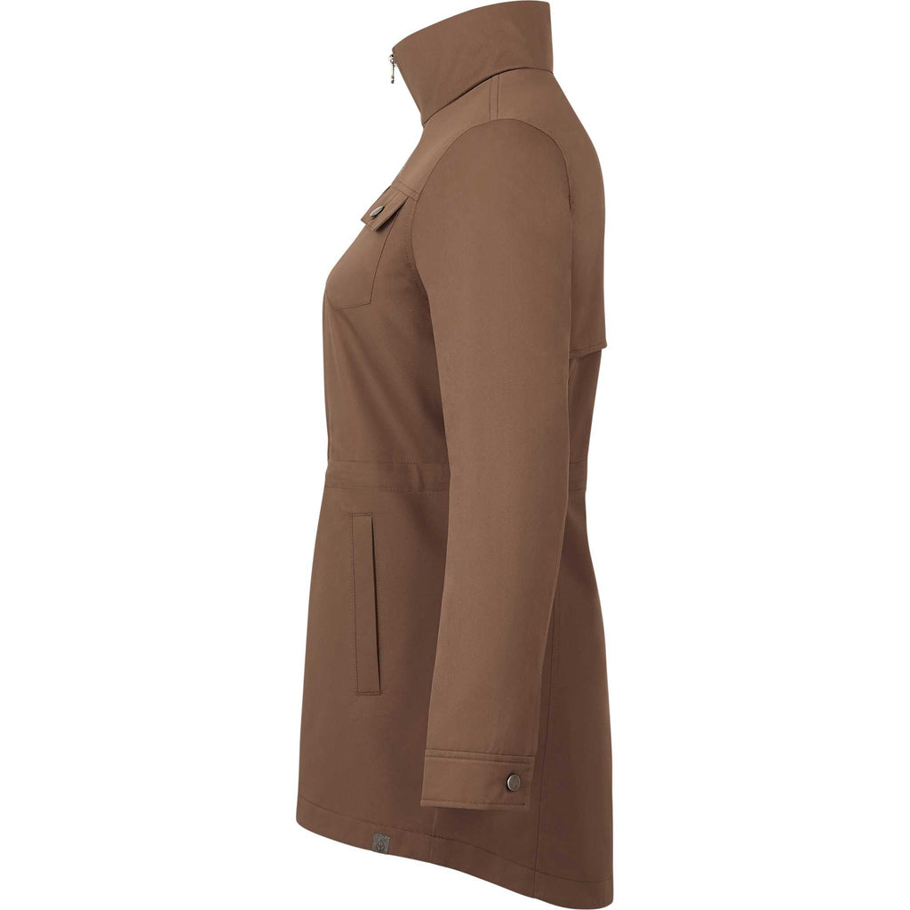 Hardy Recycled Mid Length Jacket for Women Transfer - Bark - Left Side