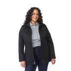 Hardy Recycled Mid Length Jacket for Women Transfer - Black - Front On Model
