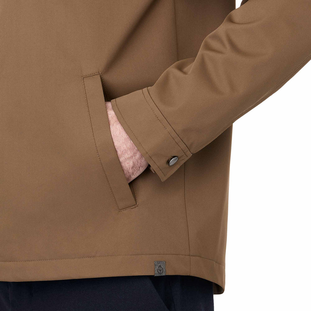Hardy Recycled Work Jacket for Men Embroidery - Bark - Left Angle On Model Pocket