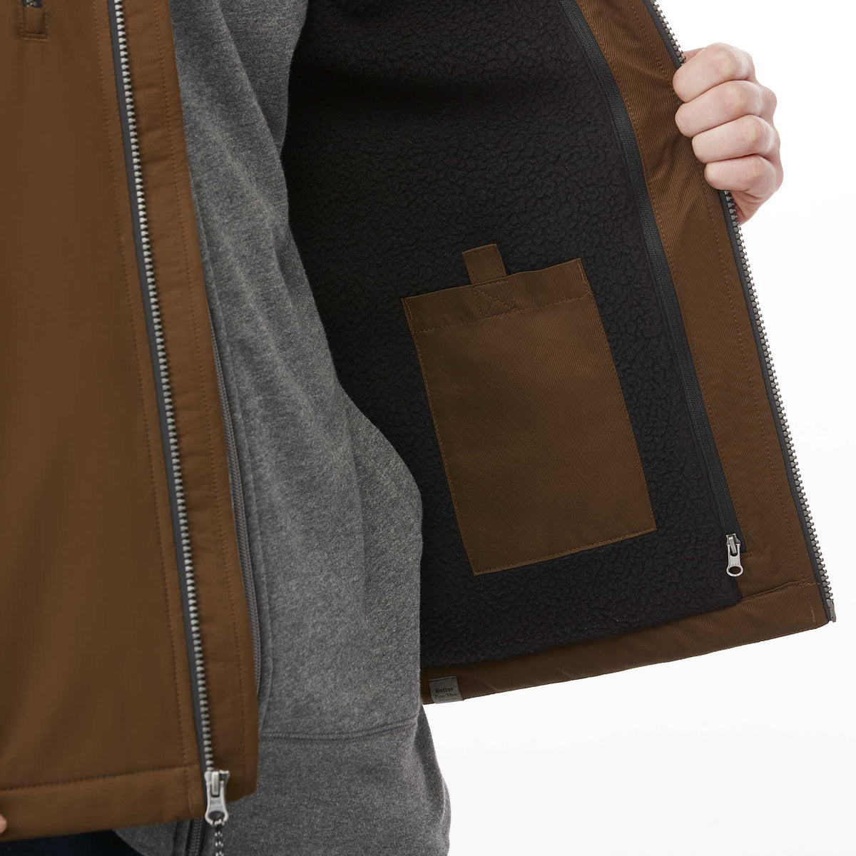 Hardy Sherpa Lined Eco Vest for Men Transfer - Bark - On Model Detail 2