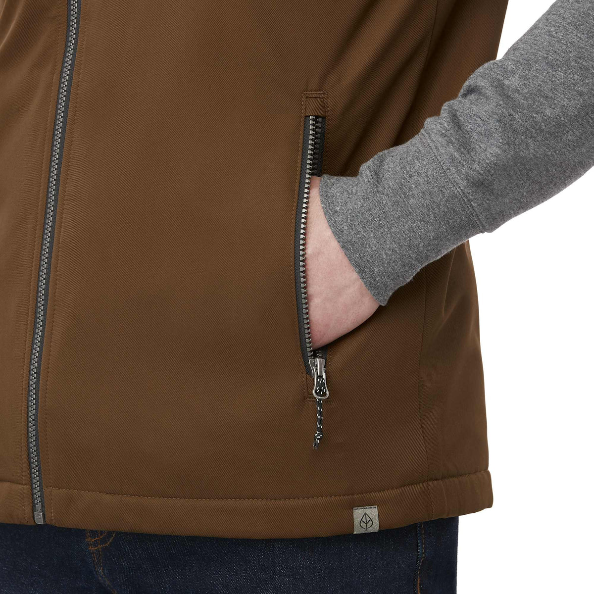 Hardy Sherpa Lined Eco Vest for Men Transfer - Bark - On Model Detail