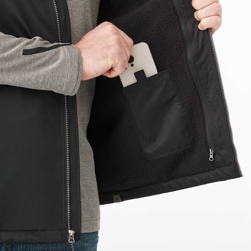 Hardy Sherpa Lined Eco Vest for Men Transfer - Black - On Model Detail