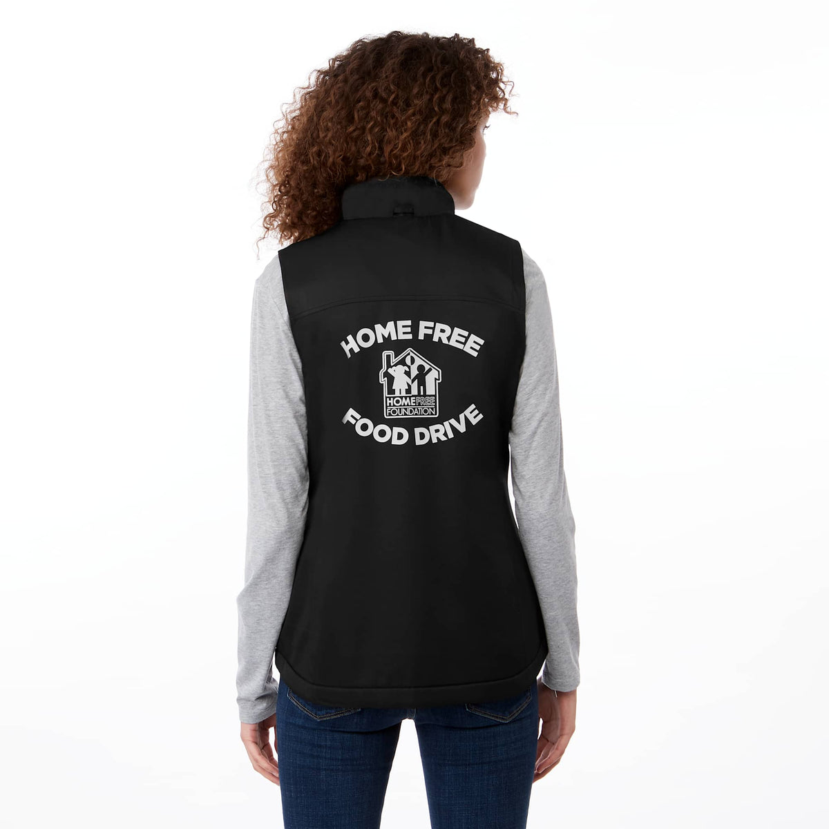 Hardy Sherpa Lined Eco Vest for Women Embroidery - Black - On Model Back