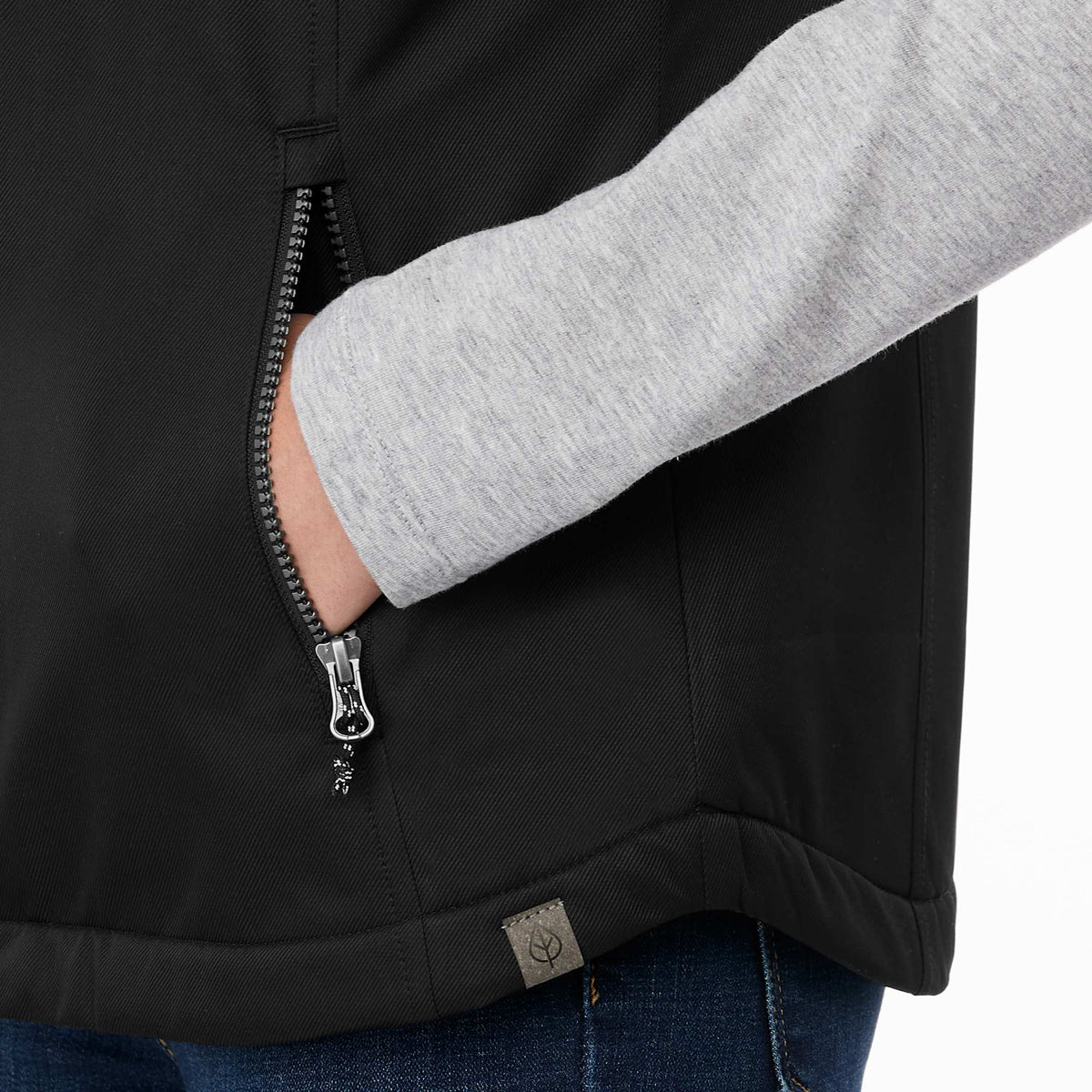 Hardy Sherpa Lined Eco Vest for Women Embroidery - Black - On Model Detail 2