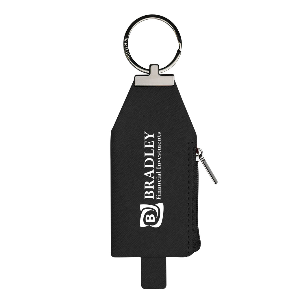 Harley Pouch Key Tag in Leatherette - Black - Pad Print