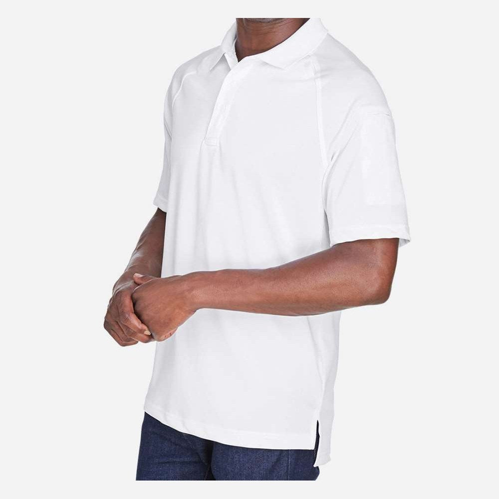 Harriton Men's Advantage Tactical Performance Polo Embroidery - White - On Model Side