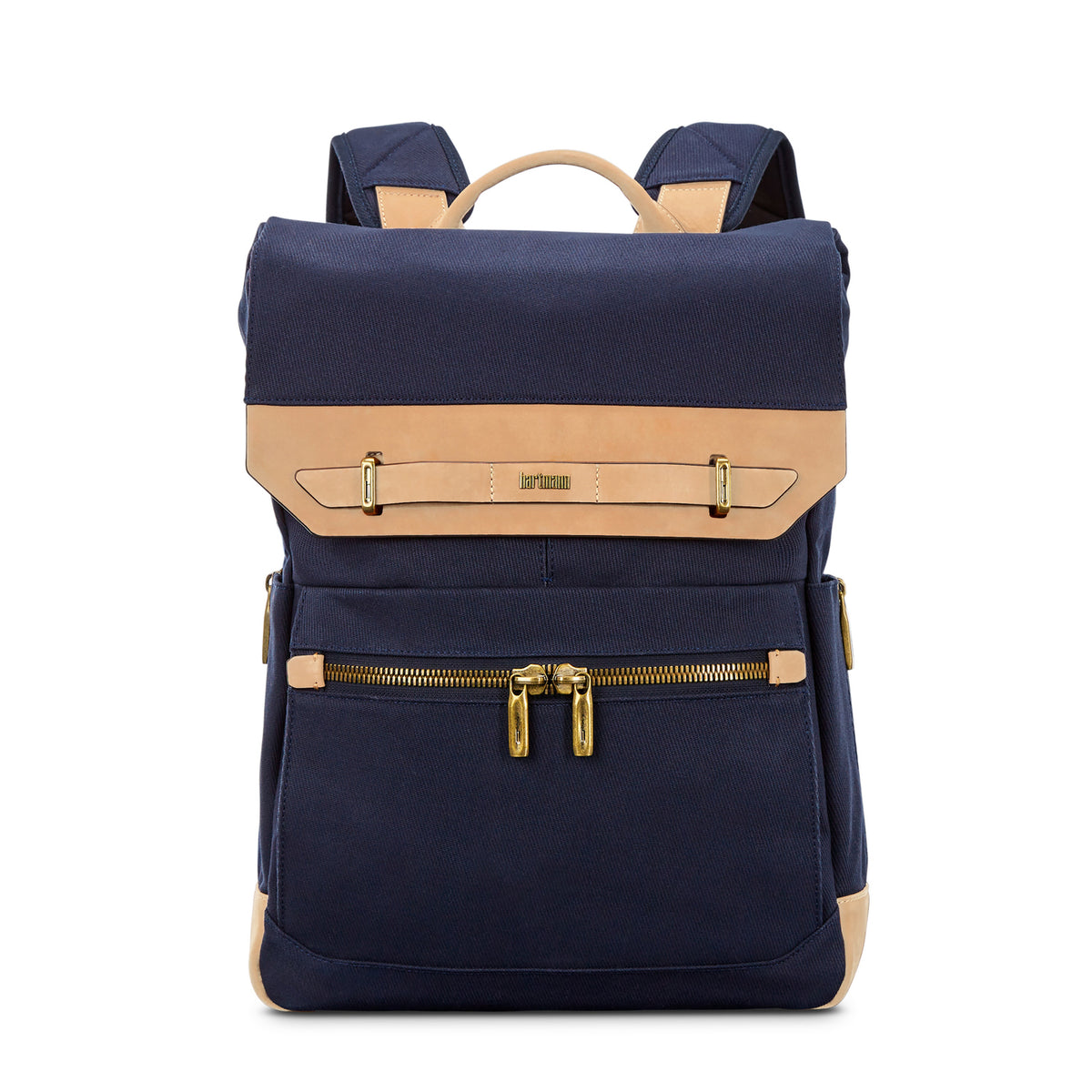 Hartmann Reserve Canvas and Leather Backpack Debossing - Midnight Navy - View 1