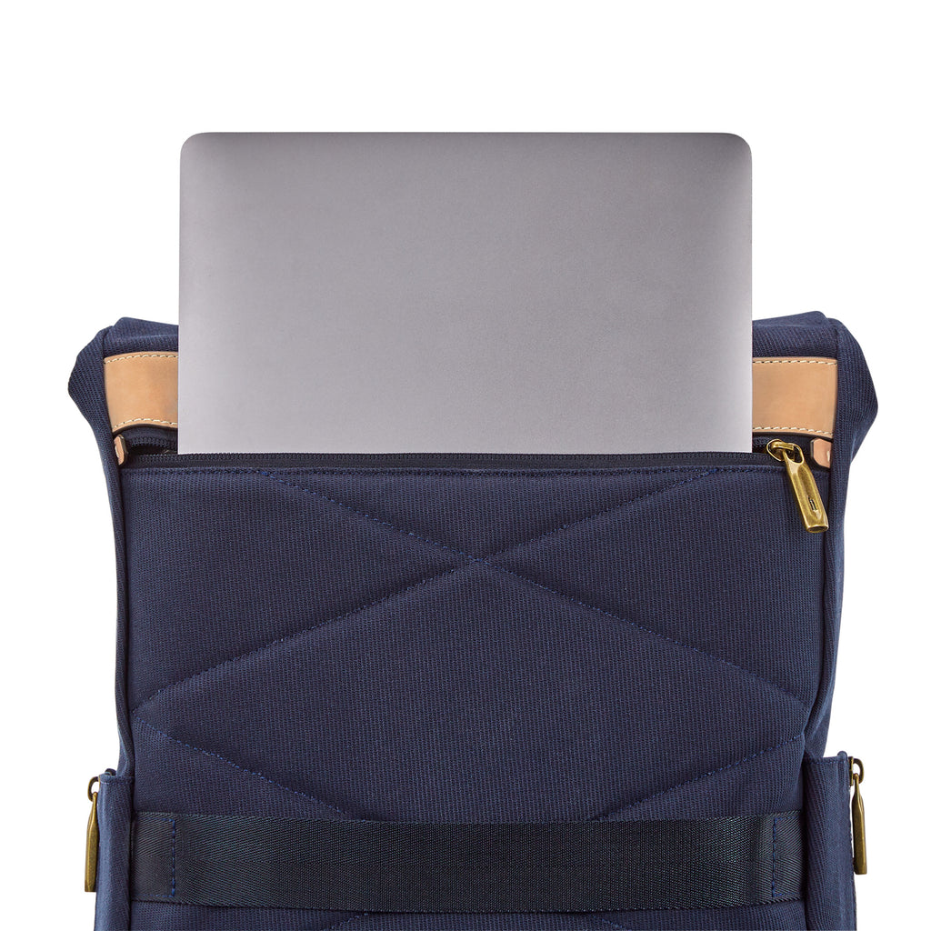 Hartmann Reserve Canvas and Leather Backpack Debossing - Midnight Navy - View 9