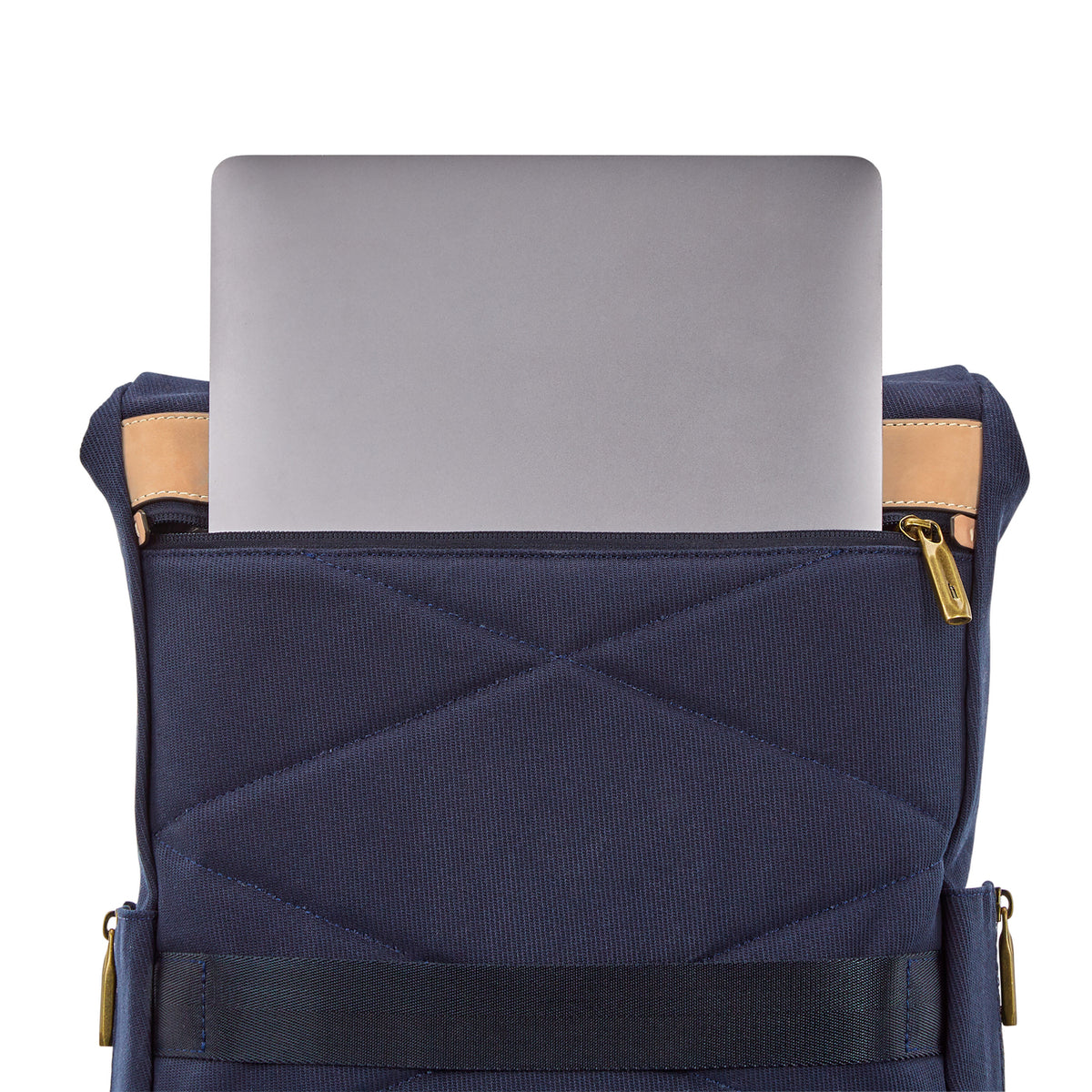 Hartmann Reserve Canvas and Leather Backpack Debossing - Midnight Navy - View 9