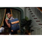 Hartmann Reserve Canvas and Leather Backpack Laser Engraving - Midnight Navy - View 11
