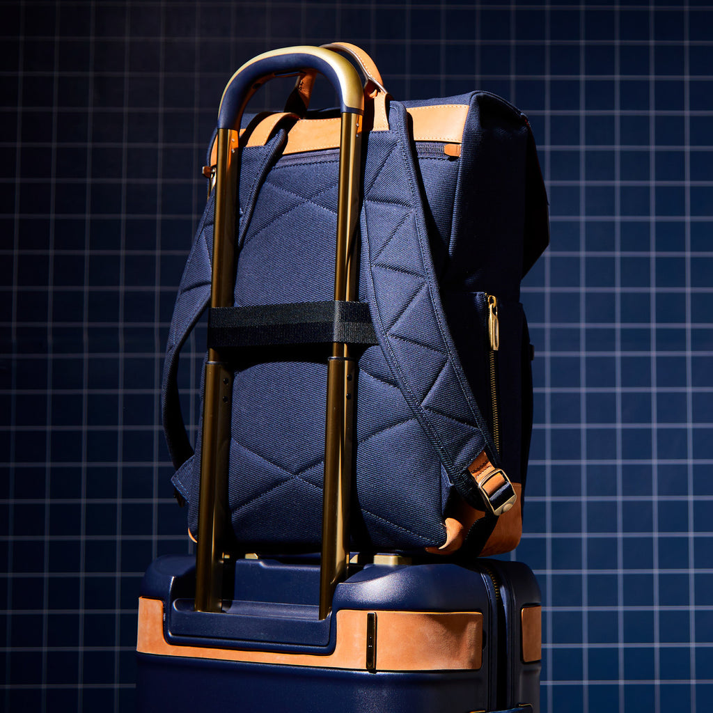 Hartmann Reserve Canvas and Leather Backpack Laser Engraving - Midnight Navy - View 13