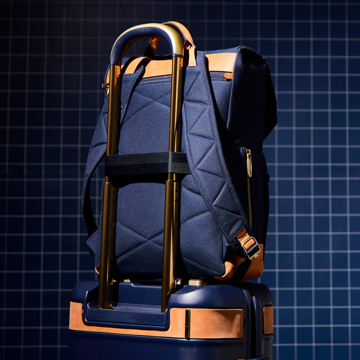 Hartmann Reserve Canvas and Leather Backpack Laser Engraving - Midnight Navy - View 13