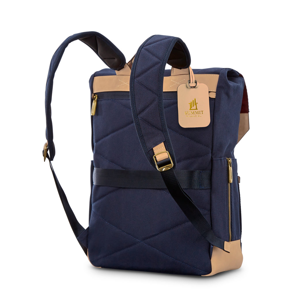 Hartmann Reserve Canvas and Leather Backpack Laser Engraving - Midnight Navy - View 6