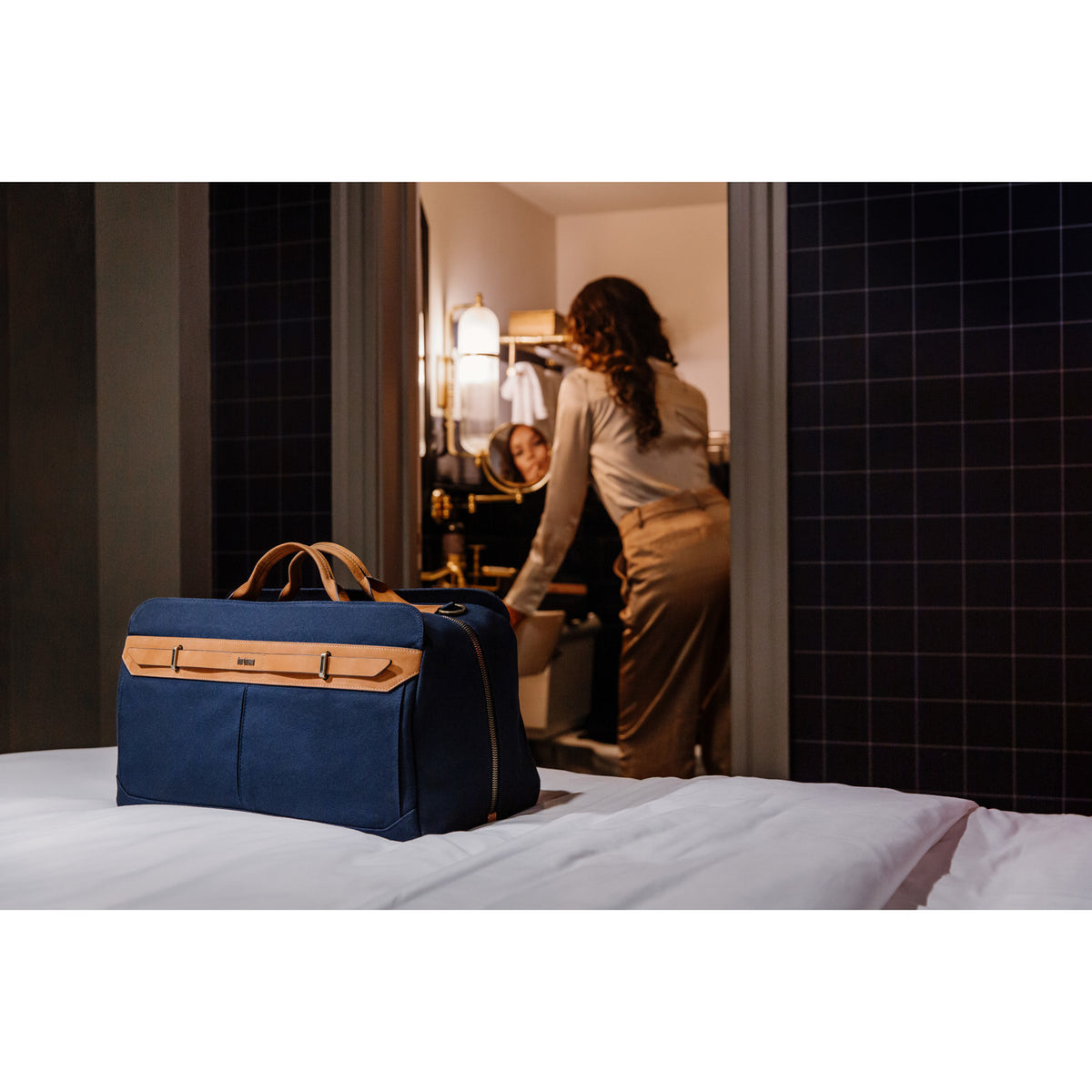 Hartmann Reserve Canvas Weekender Duffel Laser Engraving - Midnight Navy - View 12