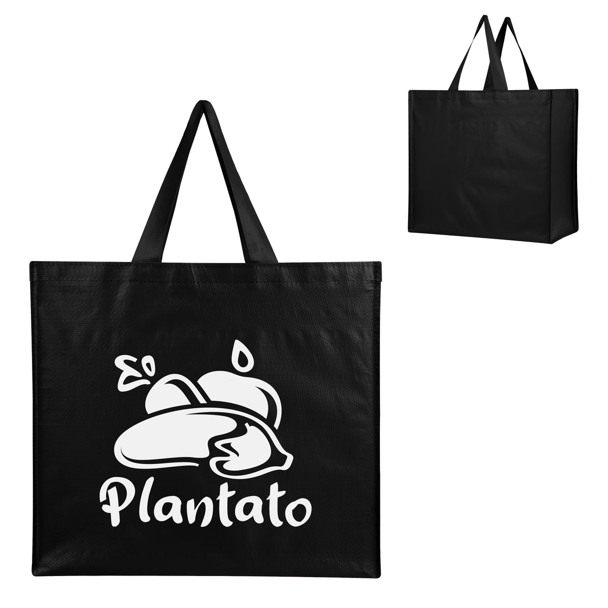Harvest Haul Recycled Shopper Tote Bag, Non-Woven - Black - Silk Screen