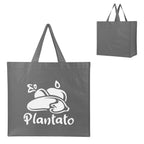 Harvest Haul Recycled Shopper Tote Bag, Non-Woven - Gray - Silk Screen