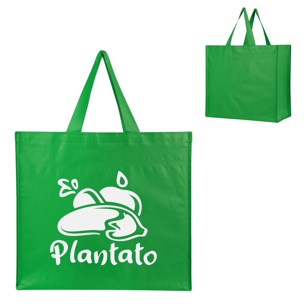 Harvest Haul Recycled Shopper Tote Bag, Non-Woven - Green - Silk Screen