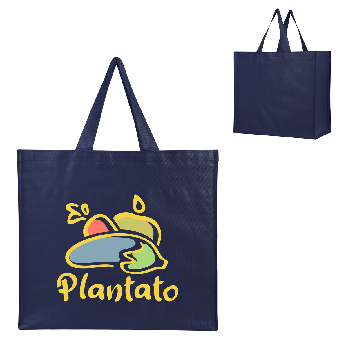 Harvest Haul Recycled Shopper Tote Bag, Non-Woven - Navy - Colorbrite
