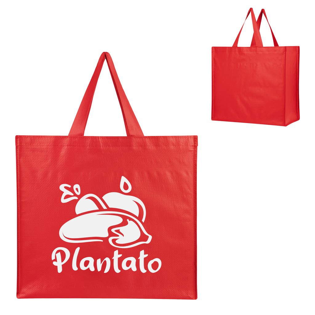 Harvest Haul Recycled Shopper Tote Bag, Non-Woven - Red - Silk Screen