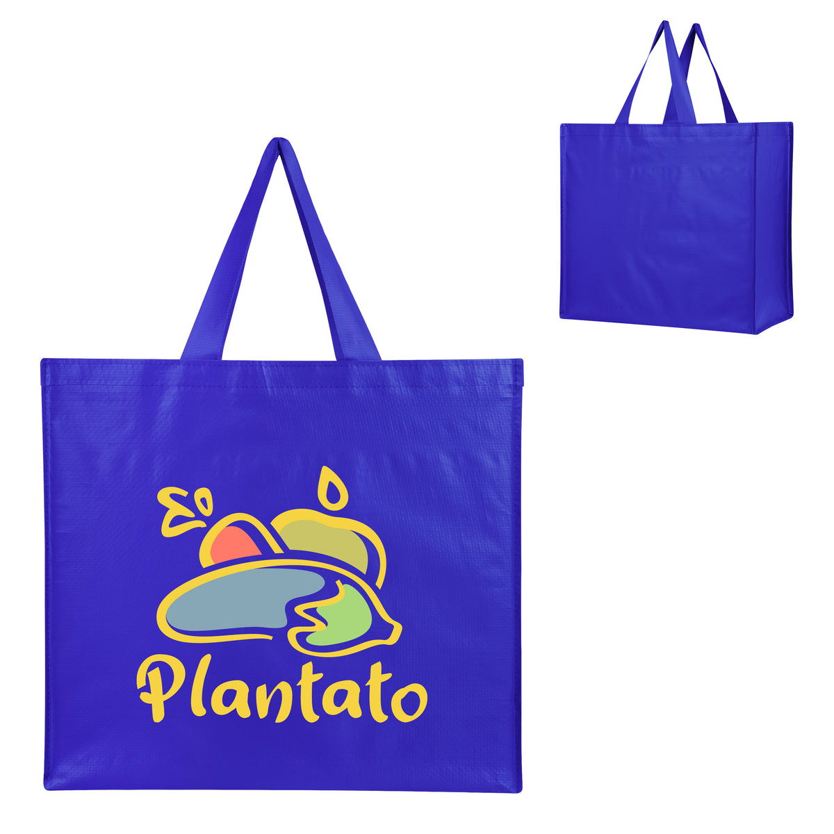 Harvest Haul Recycled Shopper Tote Bag, Non-Woven - Royal Blue - Colorbrite