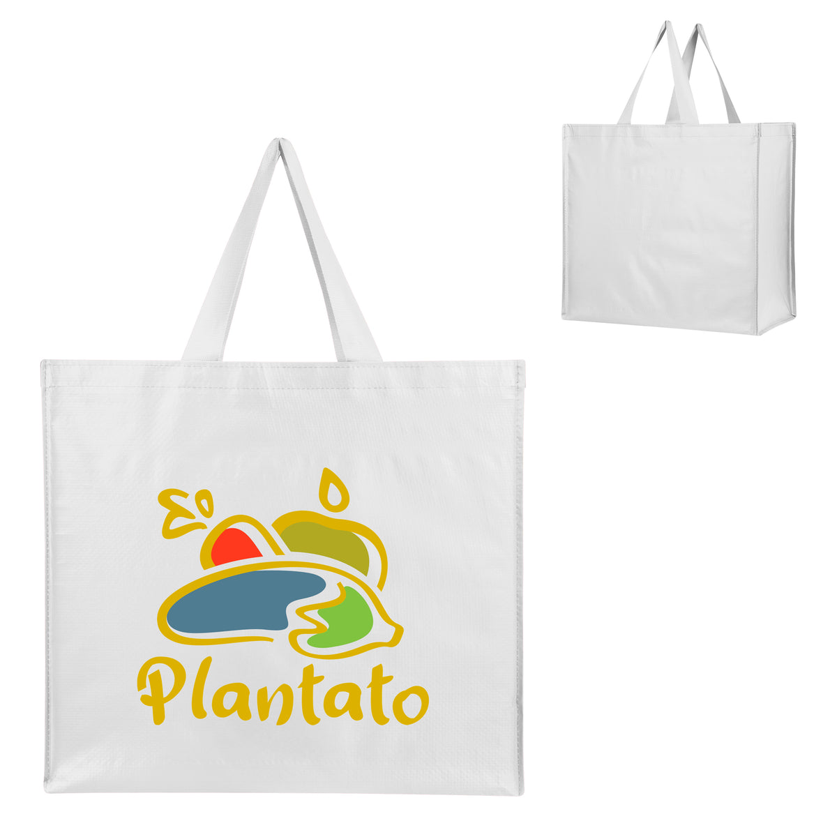Harvest Haul Recycled Shopper Tote Bag, Non-Woven - White - Colorbrite