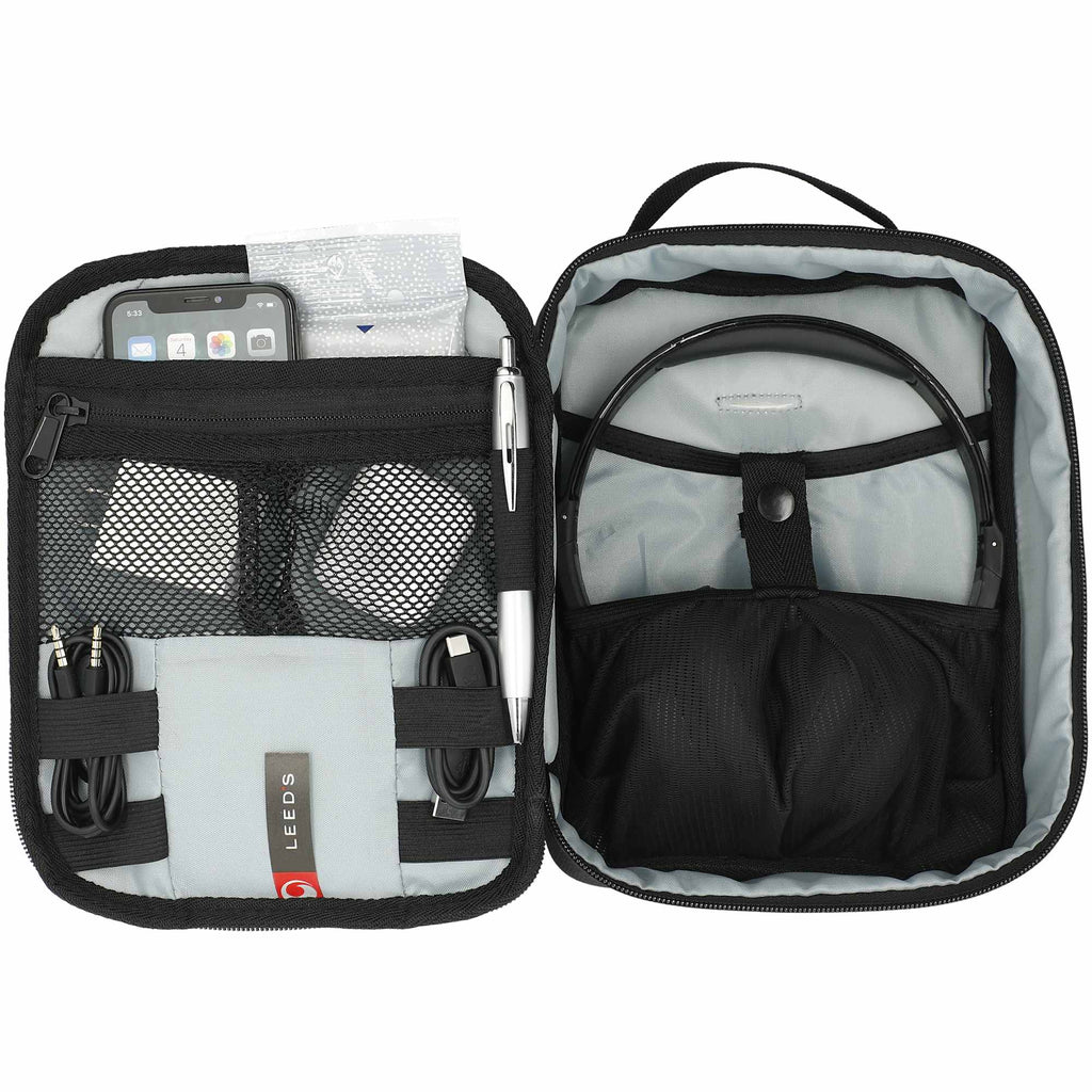 Headphone and Tech Case in Recycled PET Transfer - Black - Front 2