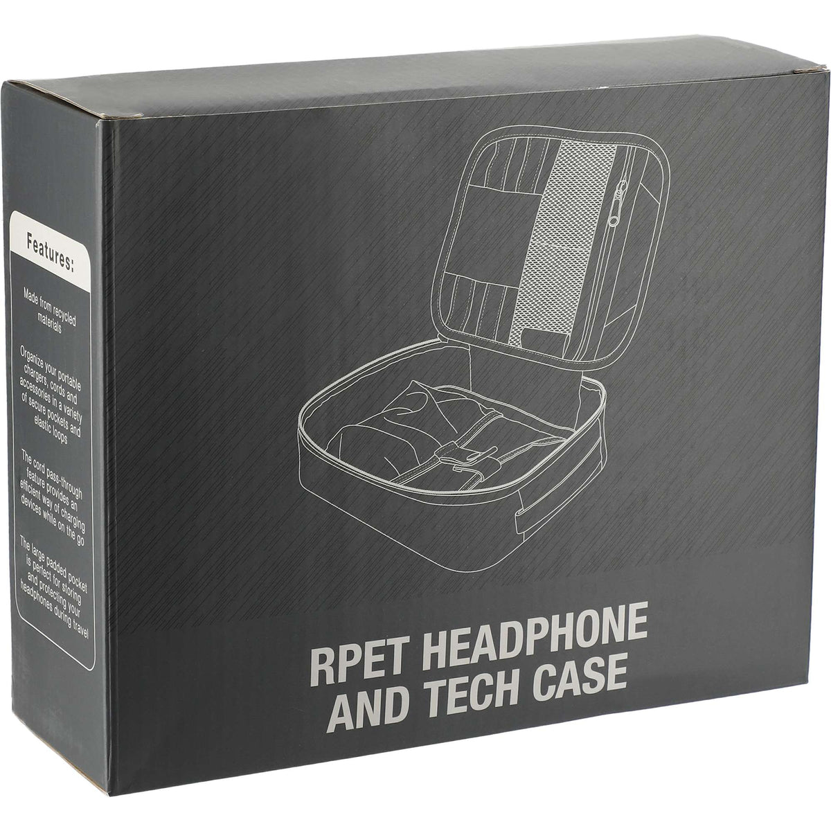 Headphone and Tech Case in Recycled PET Transfer - Black - Right Angle 2