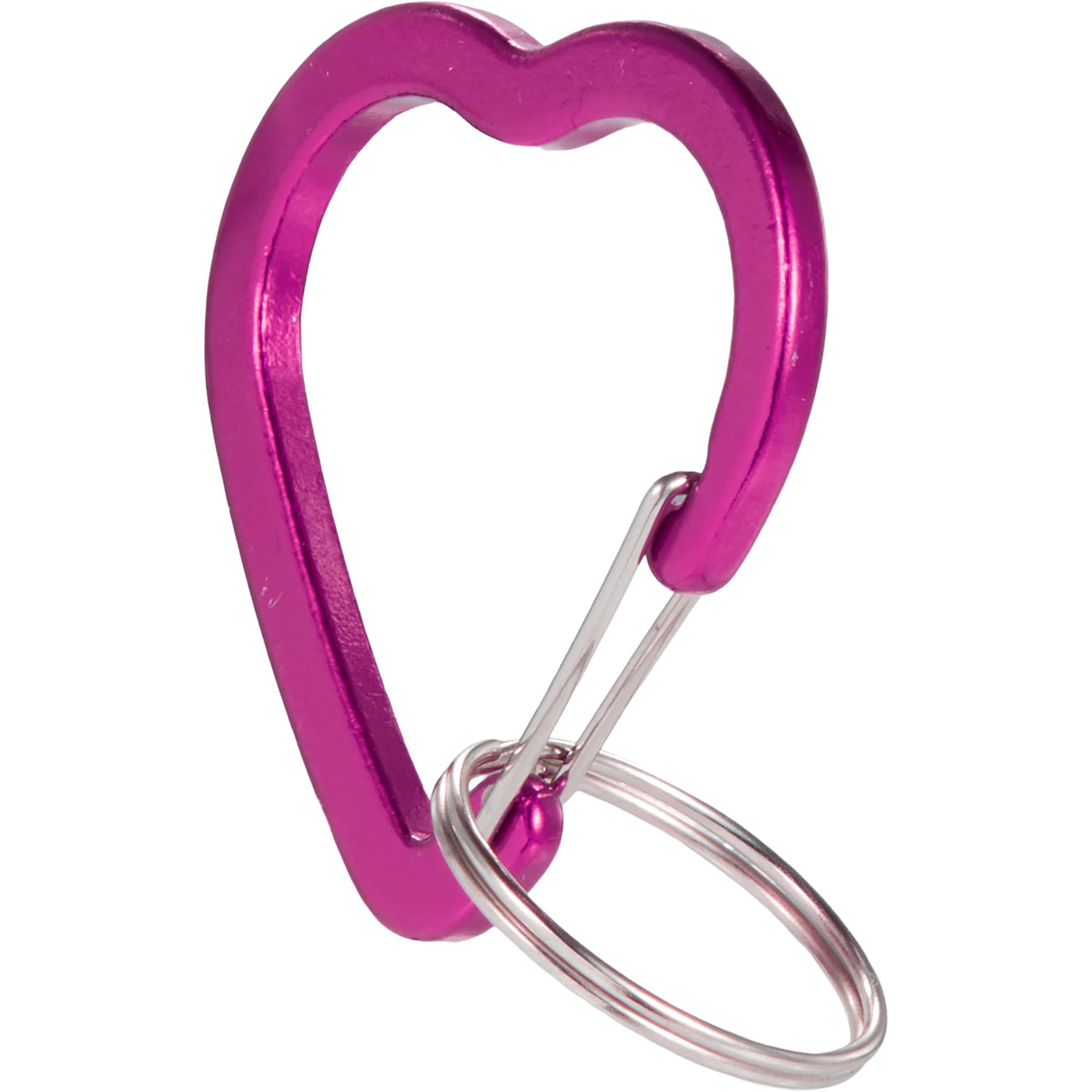 Heart Shaped Carabiner Keychain in Recycled Aluminum - Pink - Left Angle