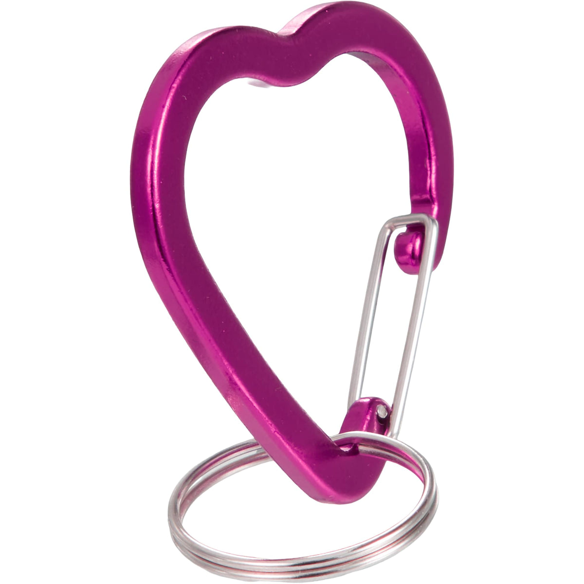 Heart Shaped Carabiner Keychain in Recycled Aluminum - Pink - Right Angle