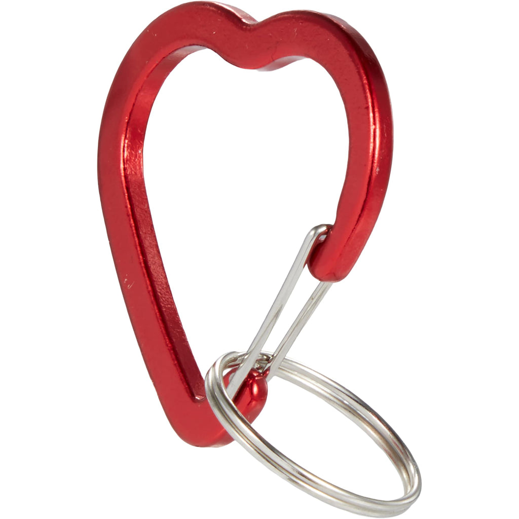 Heart Shaped Carabiner Keychain in Recycled Aluminum - Red - Left Angle