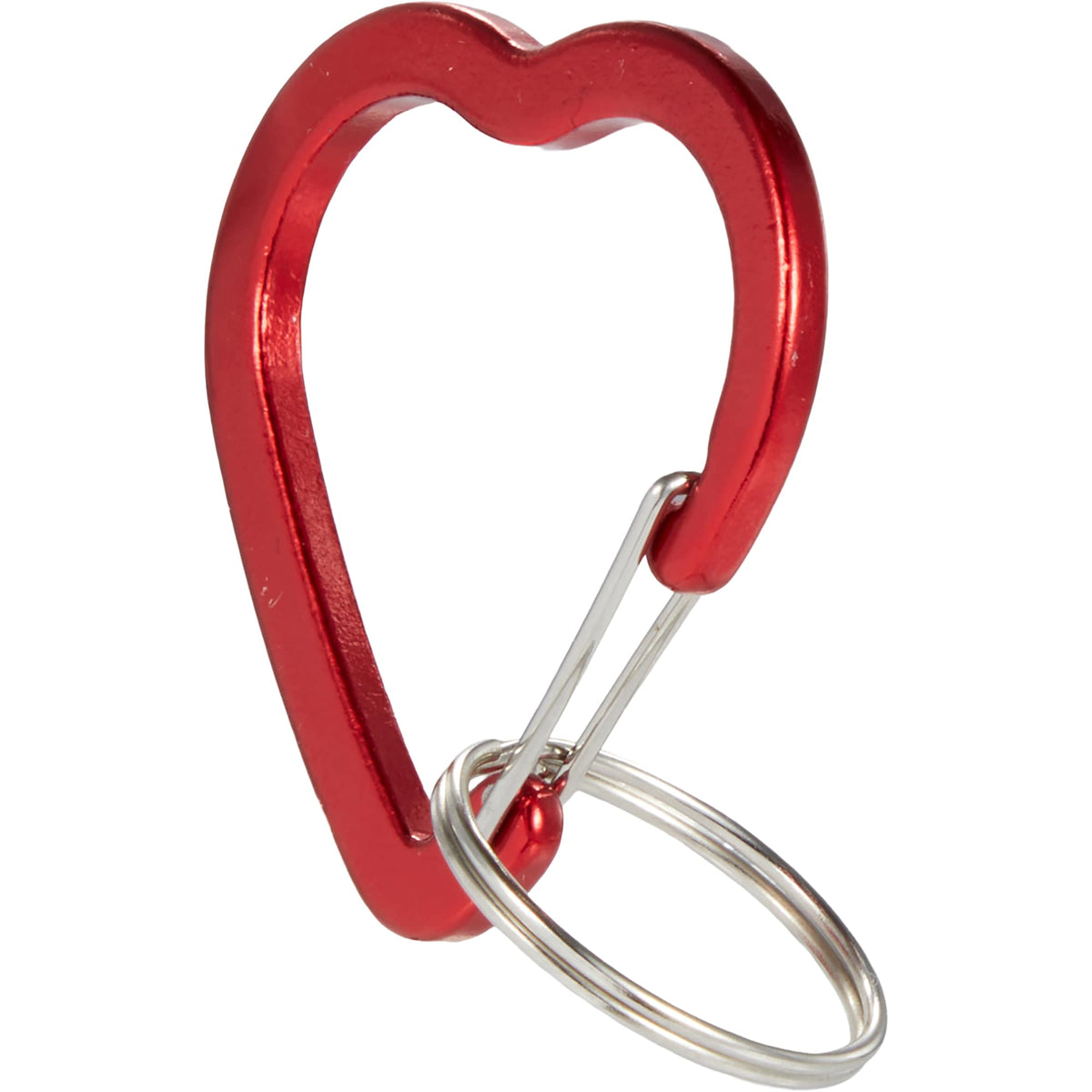Heart Shaped Carabiner Keychain in Recycled Aluminum - Red - Left Angle