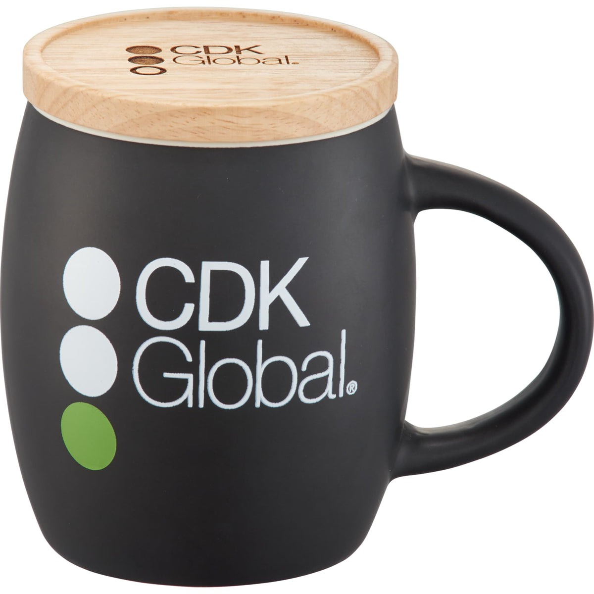 Hearth Ceramic Mug with Wood Lid Coaster, 15 oz Laser Engraving - Black/White - Front 5