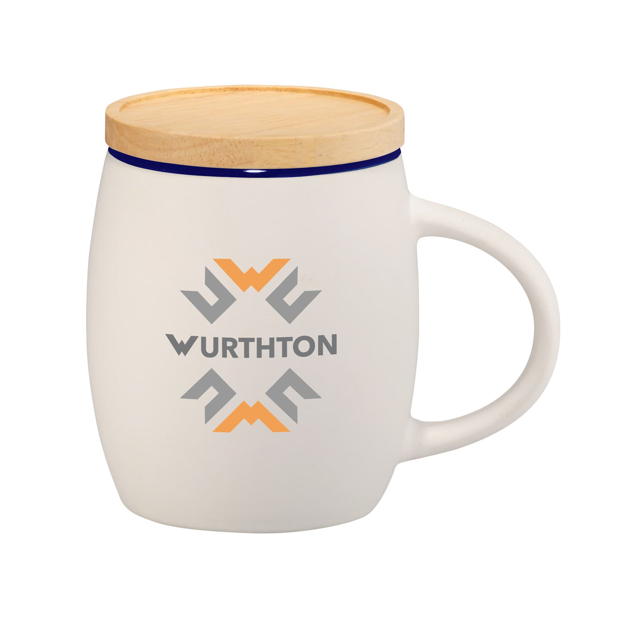 Hearth Ceramic Mug with Wood Lid Coaster, 15 oz - Wblue - Front