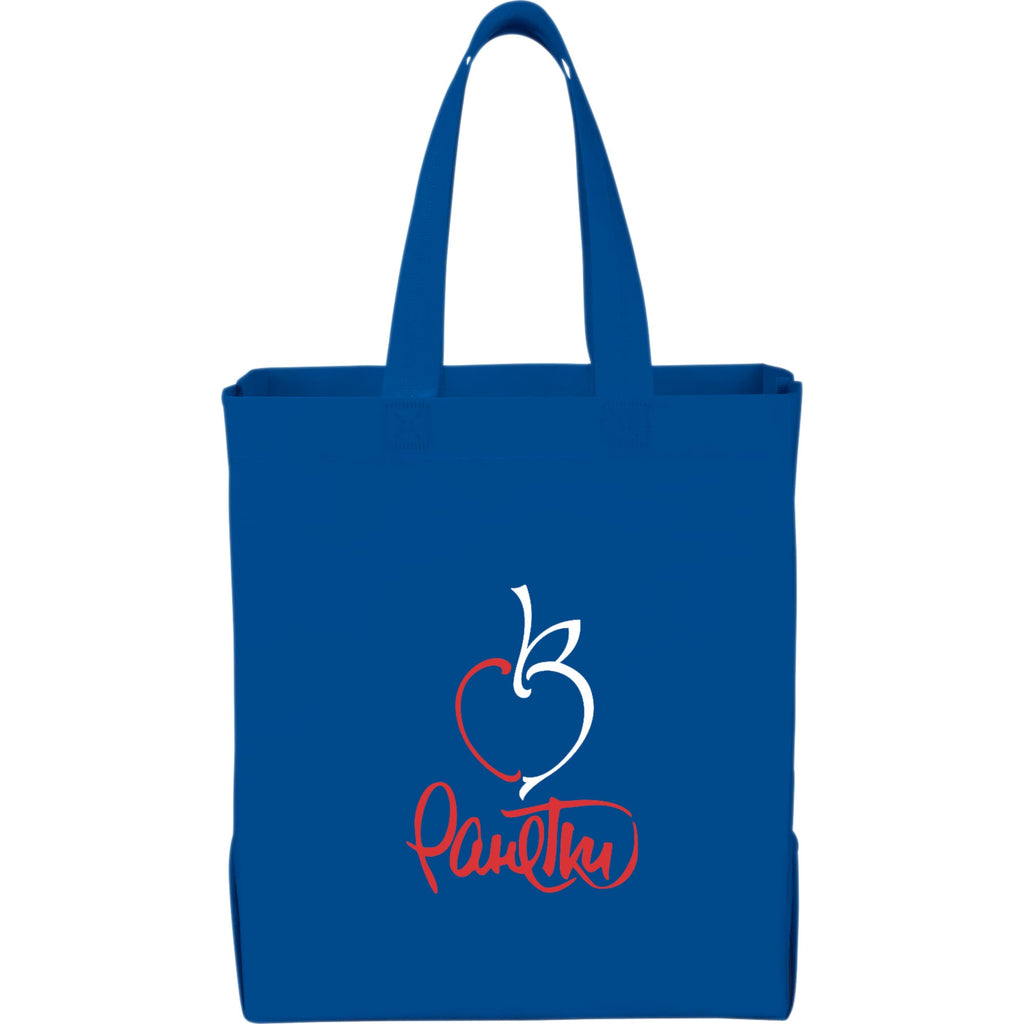 Heat-Sealed Big Grocery Tote with 21 Inch Handles Full Color - Royal Blue - Front
