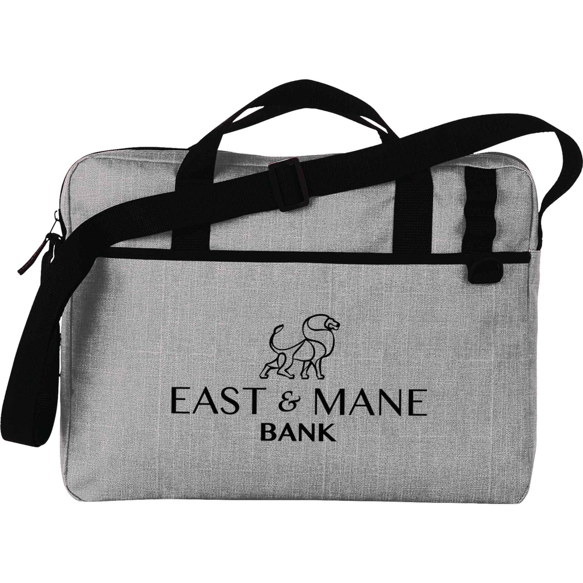 Heather Briefcase with Pen Loops and D-Ring Embroidery - Light Graphite - Front