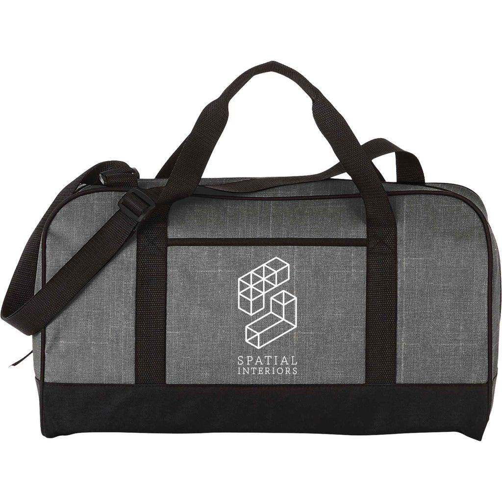 Heather Duffel Bag in PolyCanvas, 18 Inches Embroidery - Graphite - Front
