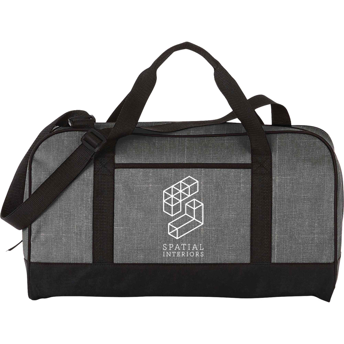 Heather Duffel Bag in PolyCanvas, 18 Inches Embroidery - Graphite - Front