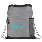 Heather Melange Drawstring Bag with Bottle Pocket Full Color - Graphite - Front