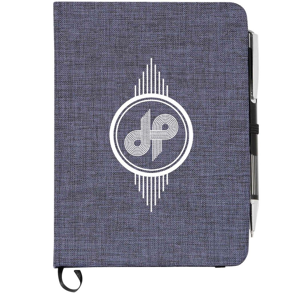 Heathered Canvas Bound Notebook, 5 x 7 Inches - Blue - Front