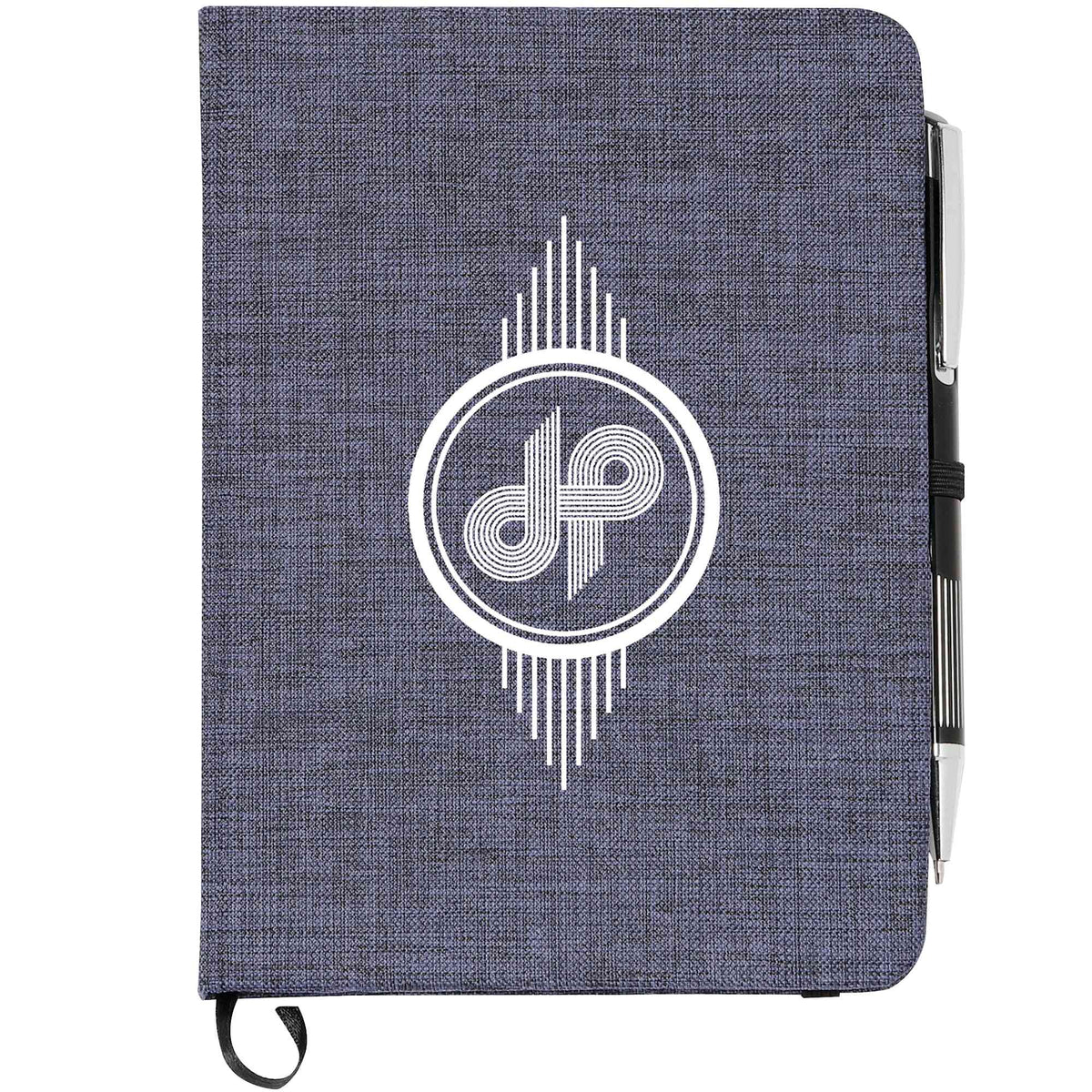 Heathered Canvas Bound Notebook, 5 x 7 Inches - Blue - Front