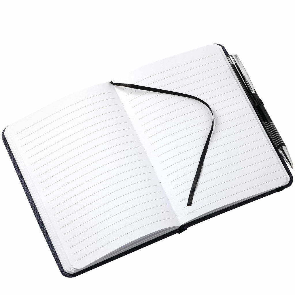 Heathered Canvas Bound Notebook, 5 x 7 Inches - Blue - Photo 2