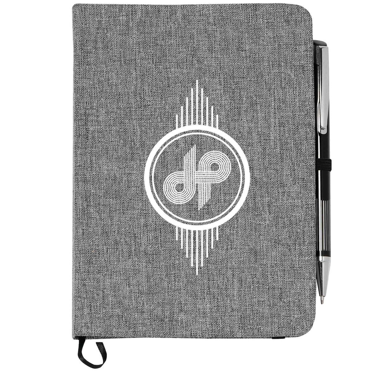 Heathered Canvas Bound Notebook, 5 x 7 Inches - Gray - Front