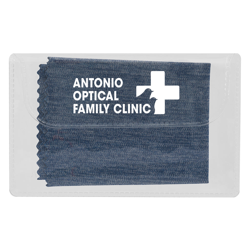 Heathered Cleaning Cloth in a Case - Blue - Pad Print