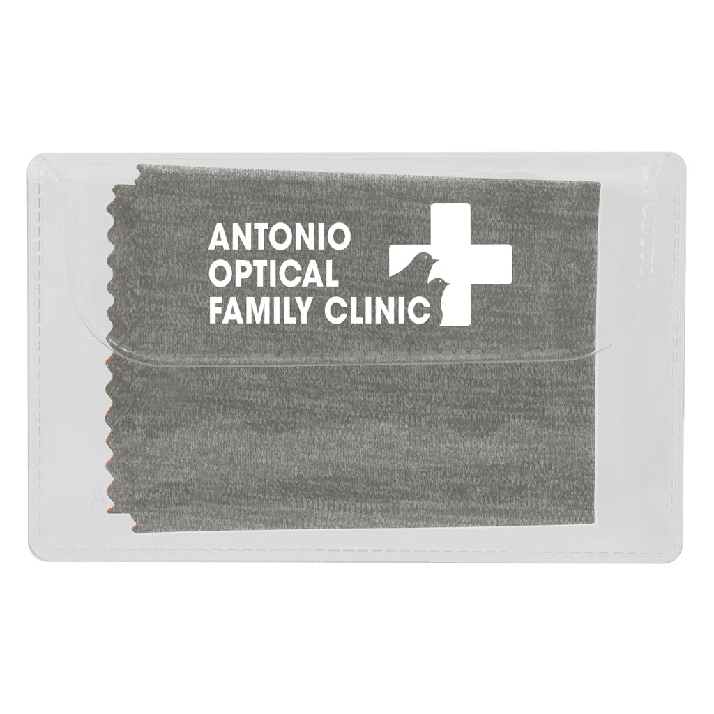 Heathered Cleaning Cloth in a Case - Gray - Pad Print