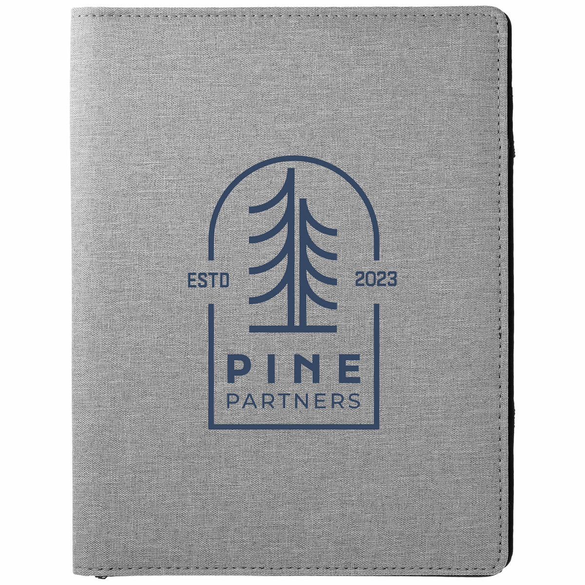 Heathered Fabric Writing Pad with Elastic Closure - Graphite - Front