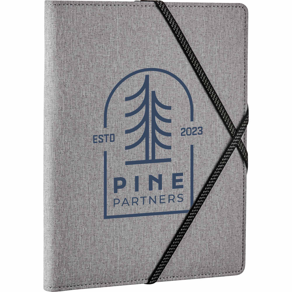 Heathered Fabric Writing Pad with Elastic Closure - Graphite - Left Angle