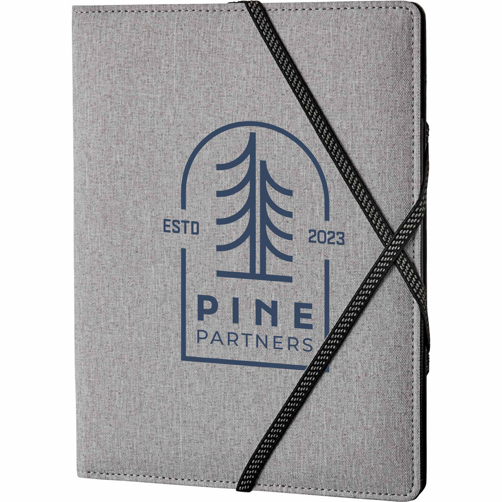 Heathered Fabric Writing Pad with Elastic Closure - Graphite - Right Angle